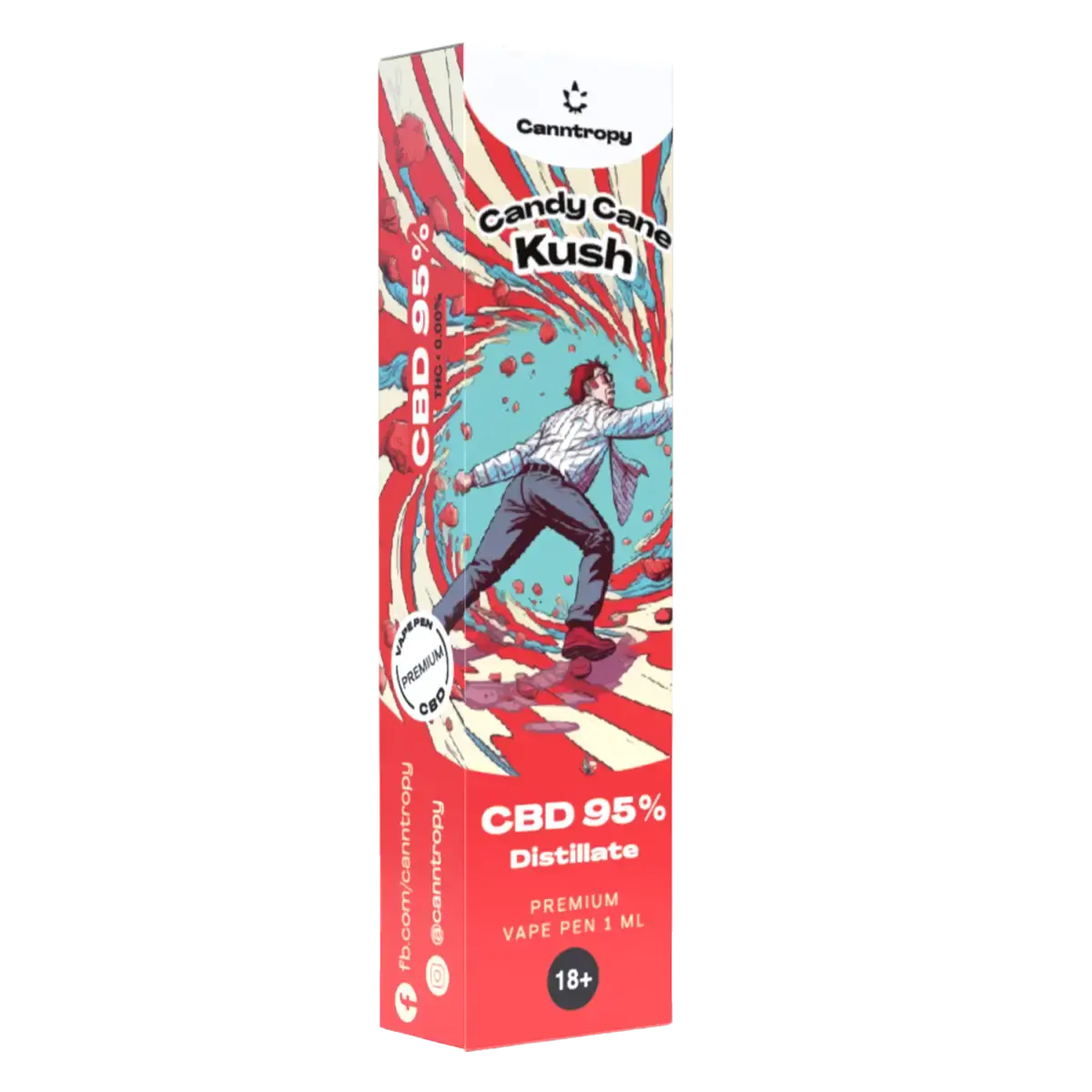Canntropy CBD Disposable Vape Pen Candy Cane Kush, CBD 95 %, 1 ml