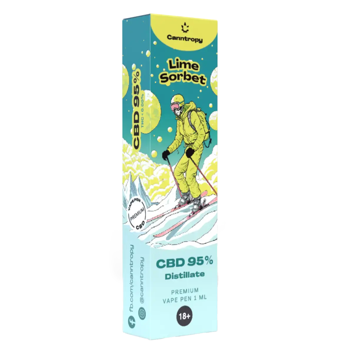 Canntropy CBD Disposable Vape Pen Lime Sorbet, CBD 95 %, 1 ml