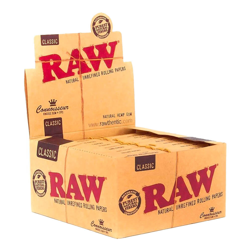 RAW Connoisseur Kingsize Slim Rolling Papers + Tips